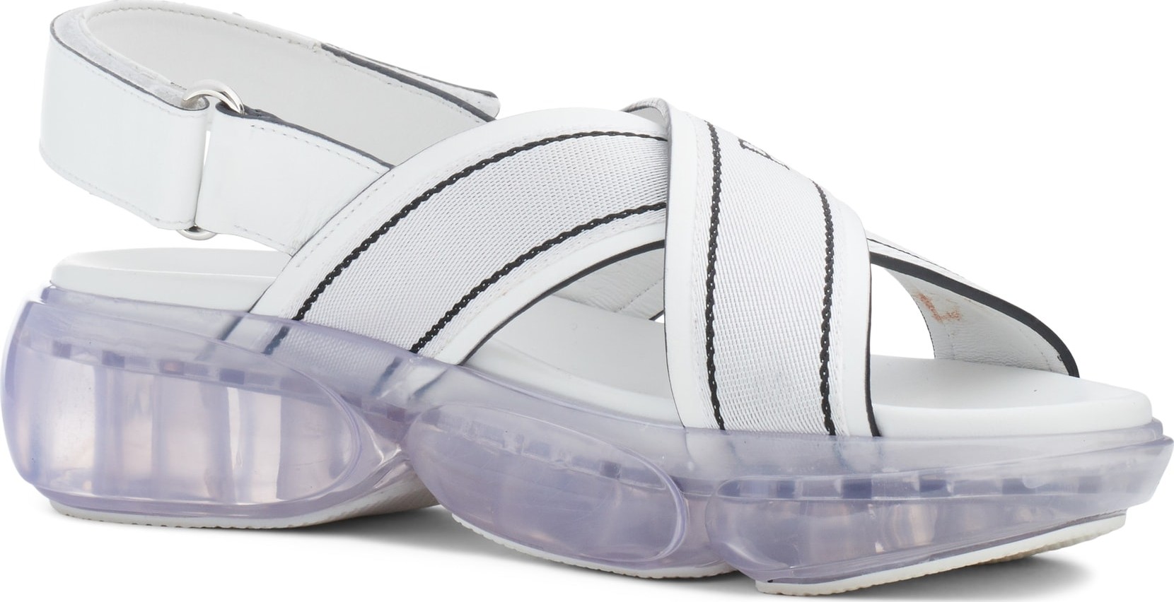 Prada Logo Clear Sole Sandal