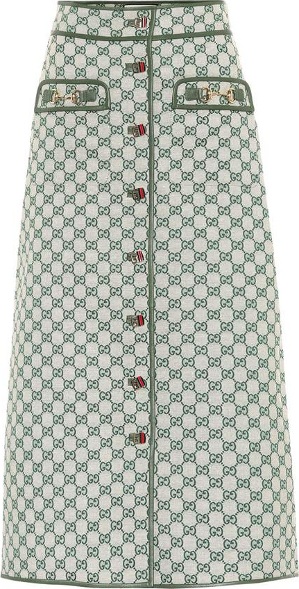 Gucci GG leather-trimmed skirt
