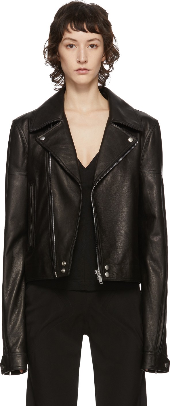 Rick Owens Black Leather Dracubiker Jacket