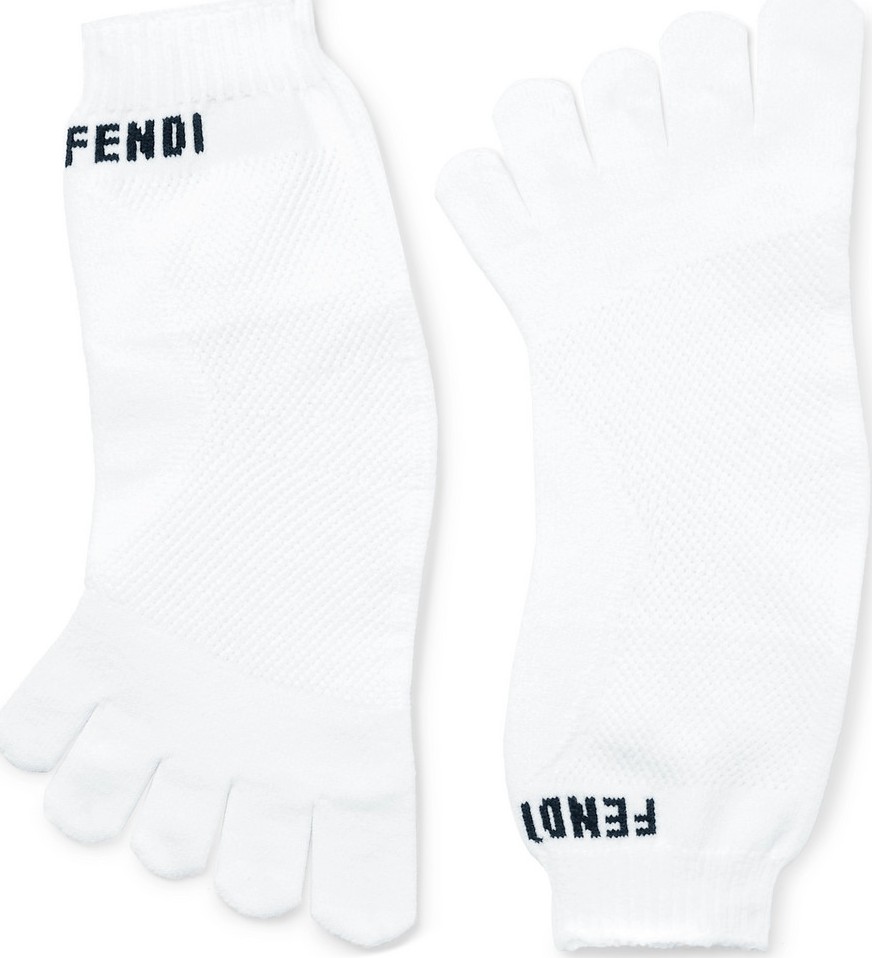 Fendi Logo-Intarsia Stretch-Knit Socks