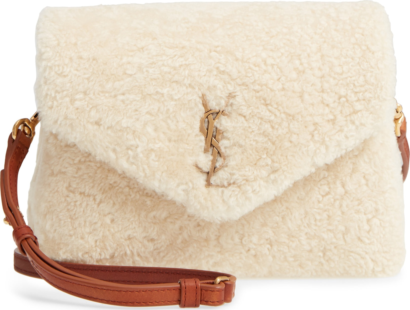 Saint Laurent Small Loulou Genuine Shearling Crossbody Bag