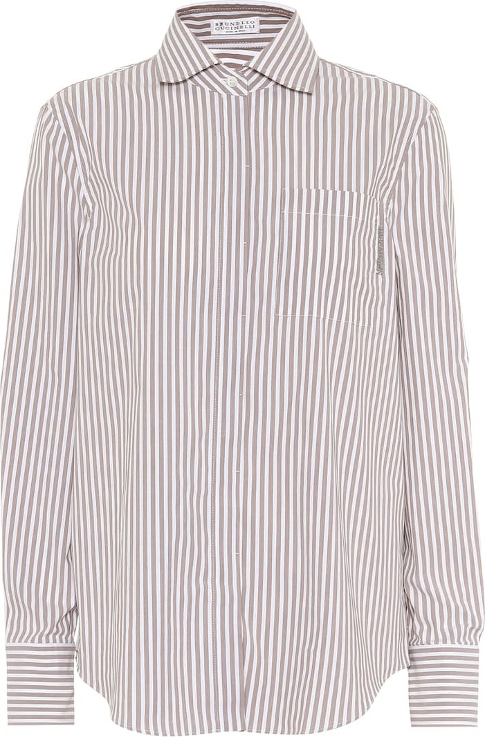 Brunello Cucinelli Striped stretch-cotton poplin shirt