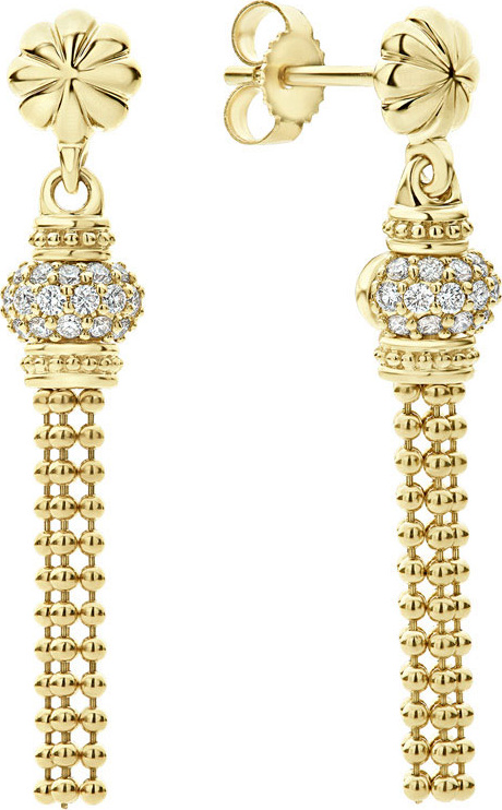 LAGOS 18k Caviar Gold Tassel Earrings w/ Diamonds