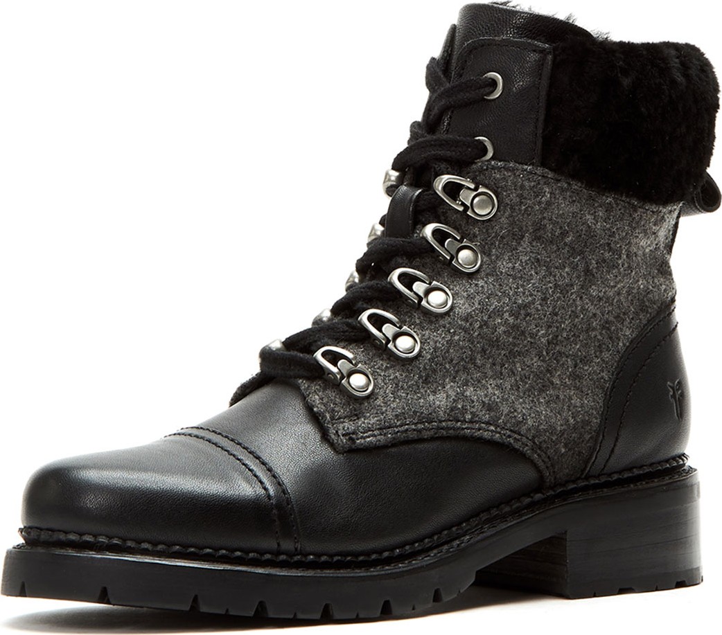 Frye Samantha Fur-Trim Hiker Boots