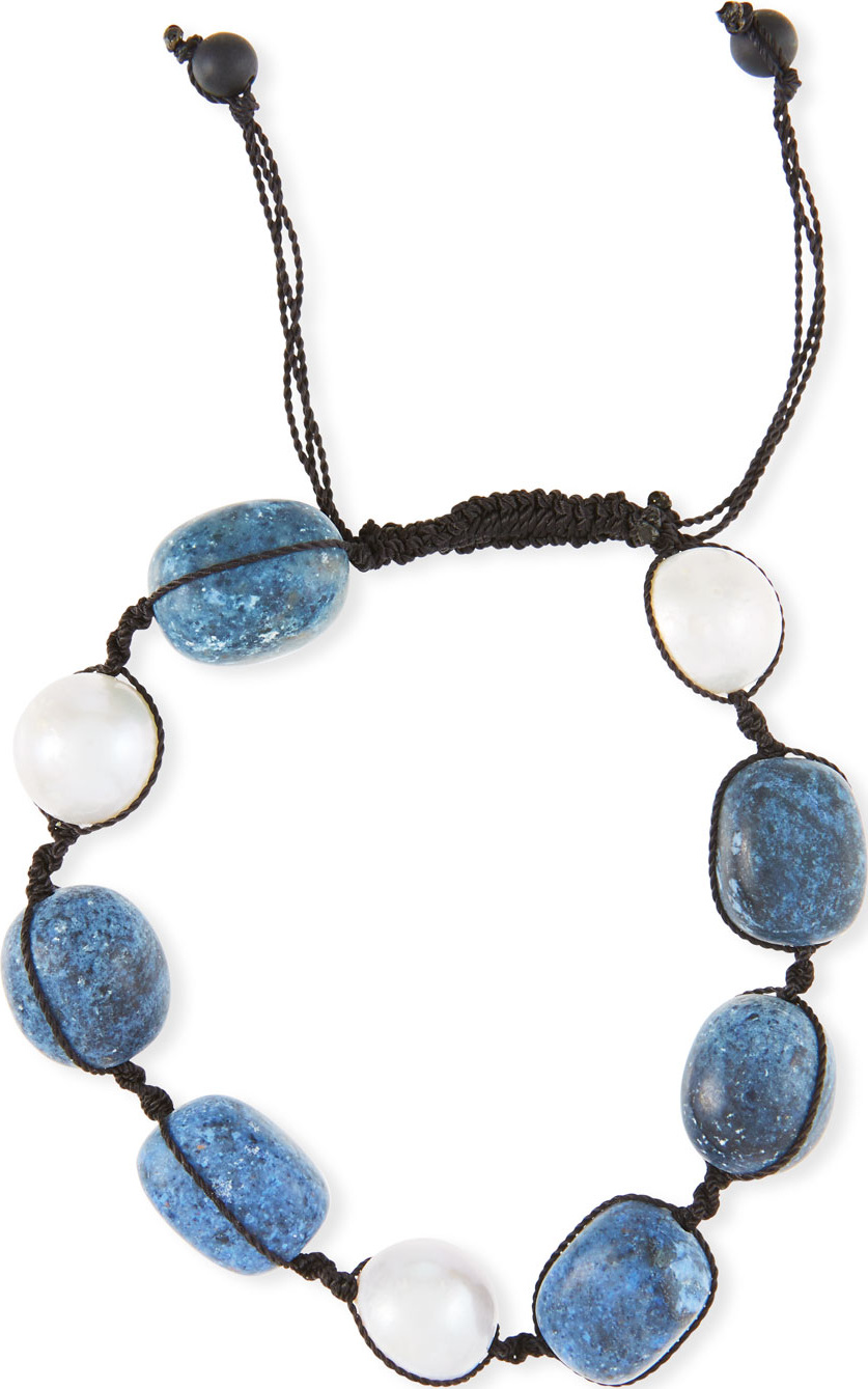 Margo Morrison Adjustable Pearl & Dumortierite Bracelet