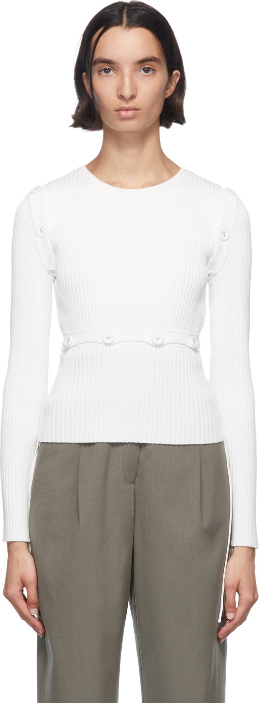 Christopher Esber White Deconstructed Long Sleeve T-Shirt