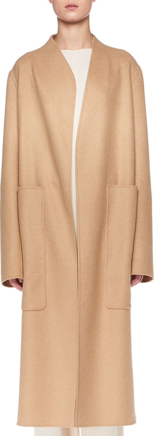 THE ROW Paret Open-Front Wool-Cashmere Coat w/ Patch Pockets