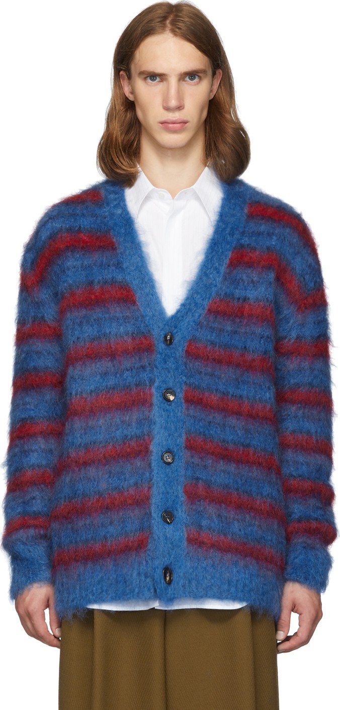 Marni Blue & Red Mohair Cardigan