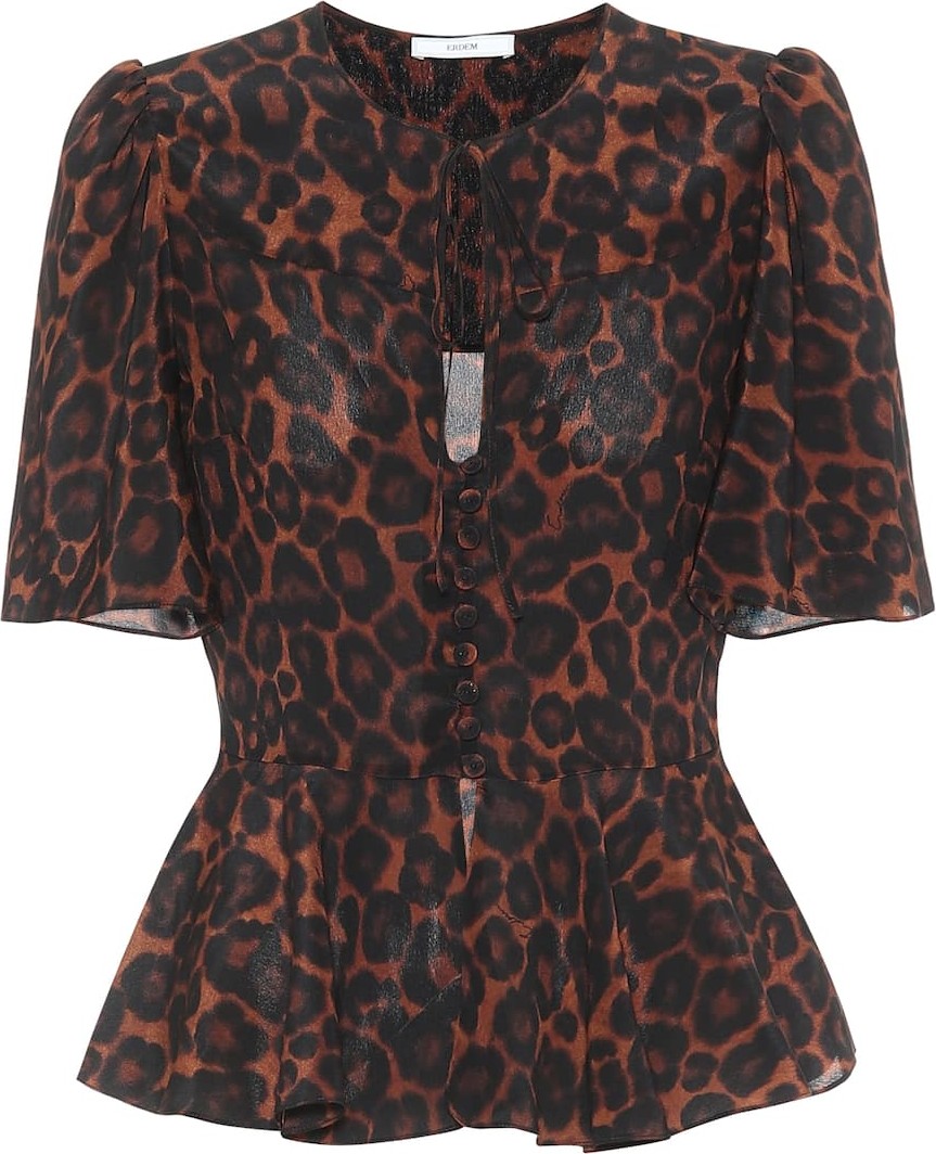 Erdem Laliya leopard-print silk top