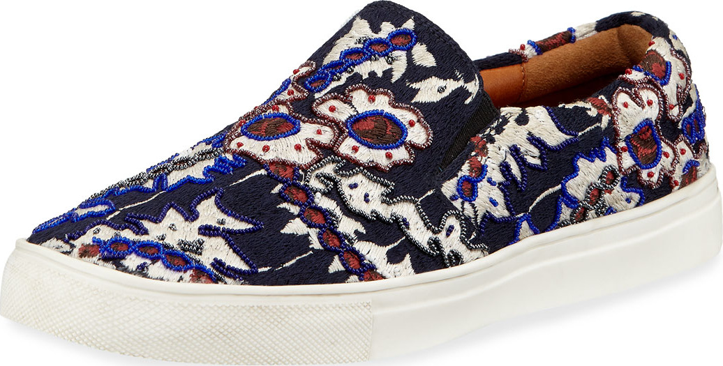 FIGUE Karita Embroidered Slip-On Sneakers