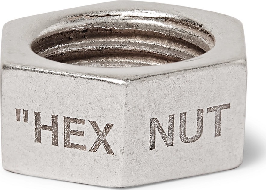 Off White Hex Nut Silver-Tone Ring