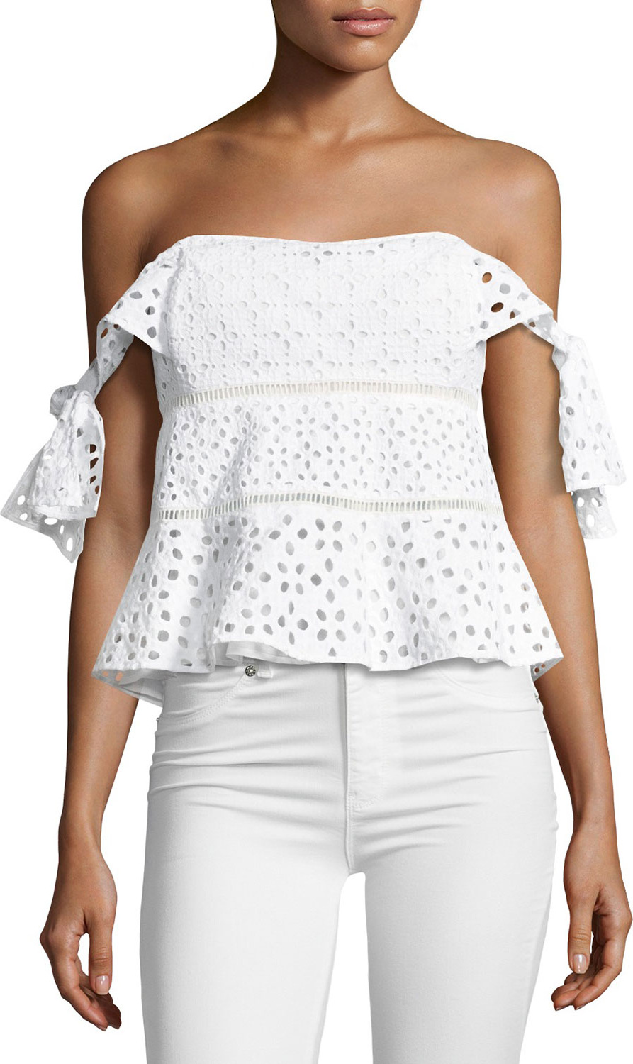 Rebecca Taylor Amora Off-the-Shoulder Eyelet Top