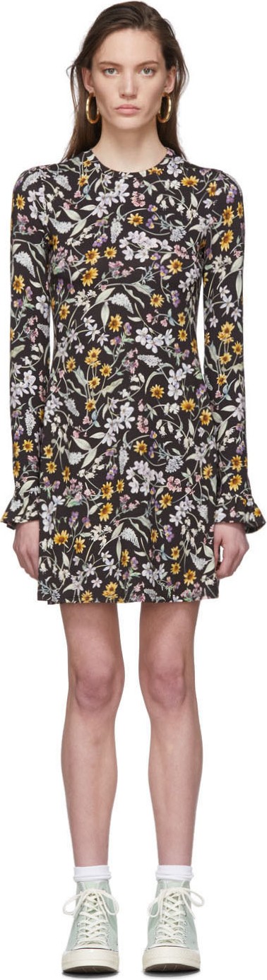 Les Rêveries Black Floral Open-Back Dress