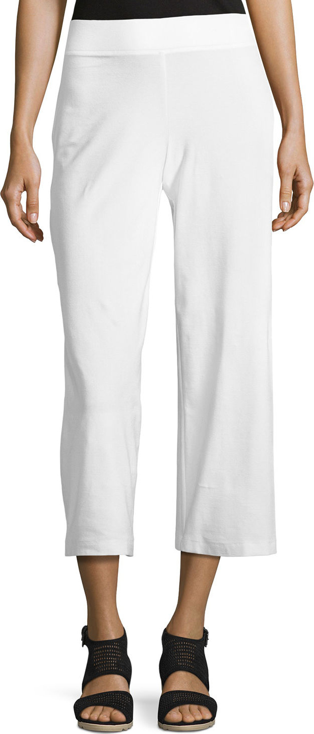 Eileen Fisher Wide-Leg Washable-Crepe Cropped Pants