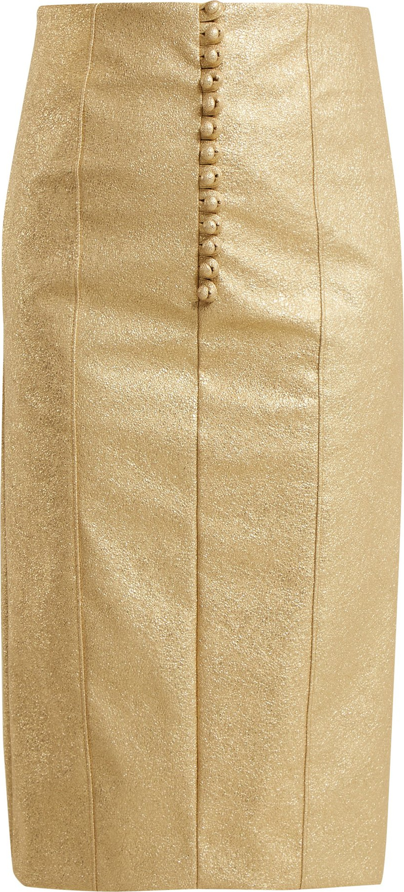 Hillier Bartley Metallic buttoned faux-leather pencil skirt
