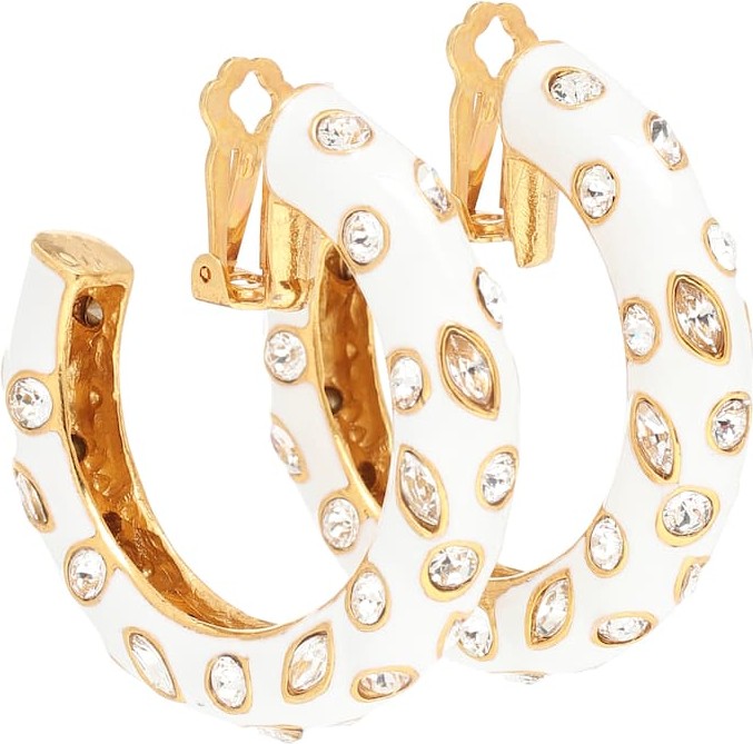 Oscar De La Renta Embellished clip-on hoop earrings