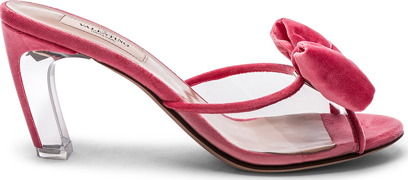 Valentino Velvet Glassglow Removable Bow Mules