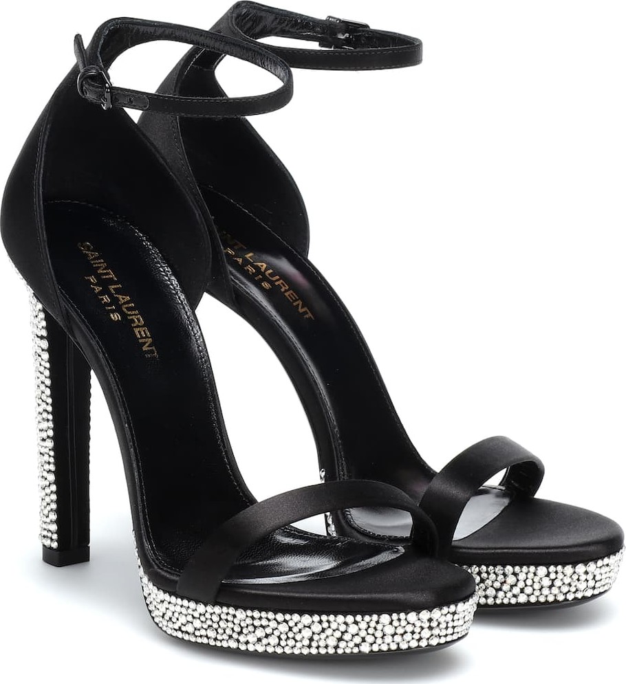 Saint Laurent Hall embellished satin sandals