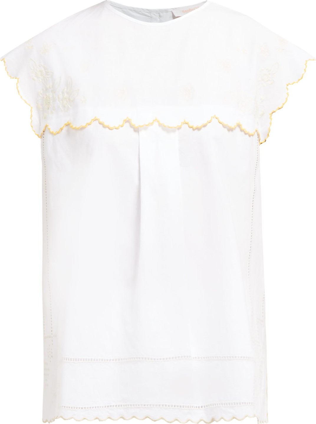 See By Chloé Floral-embroidered cotton blouse