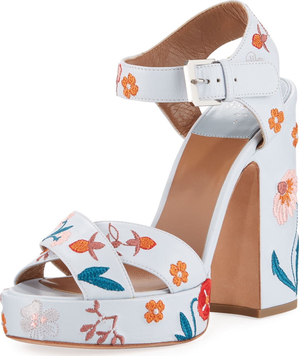 Laurence Dacade Rosange 120mm Embroidered Sandals with Chunky Heel