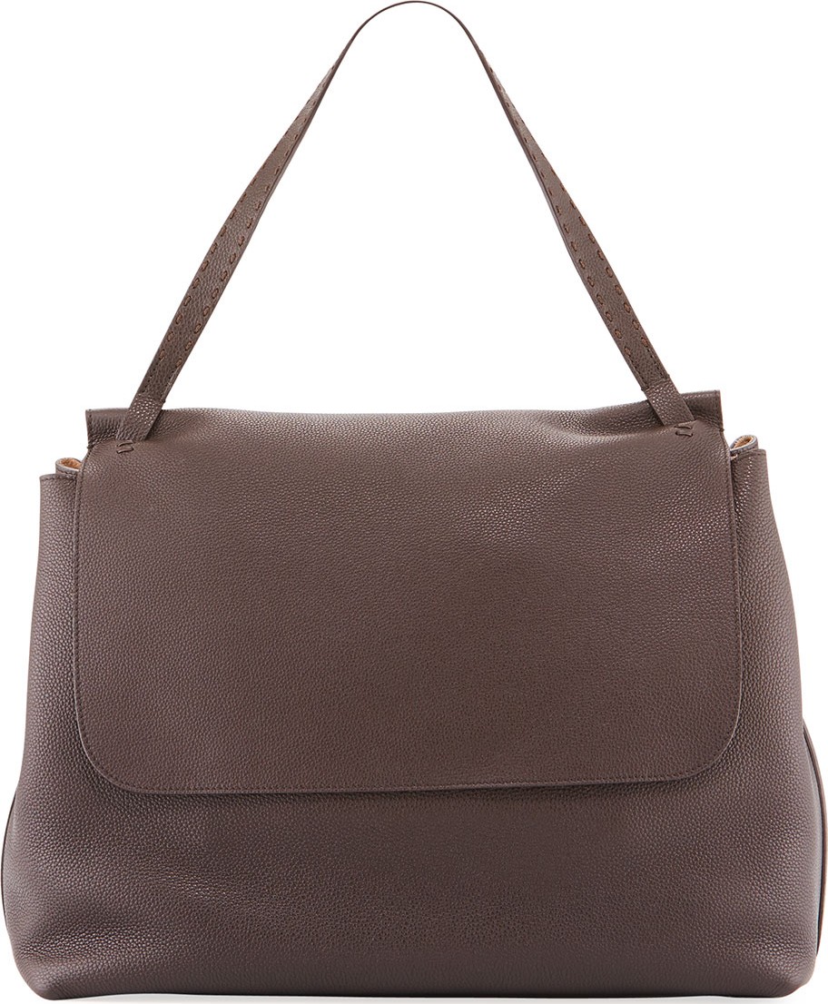 THE ROW Top Handle 14 Leather Flap-Top Shoulder Bag