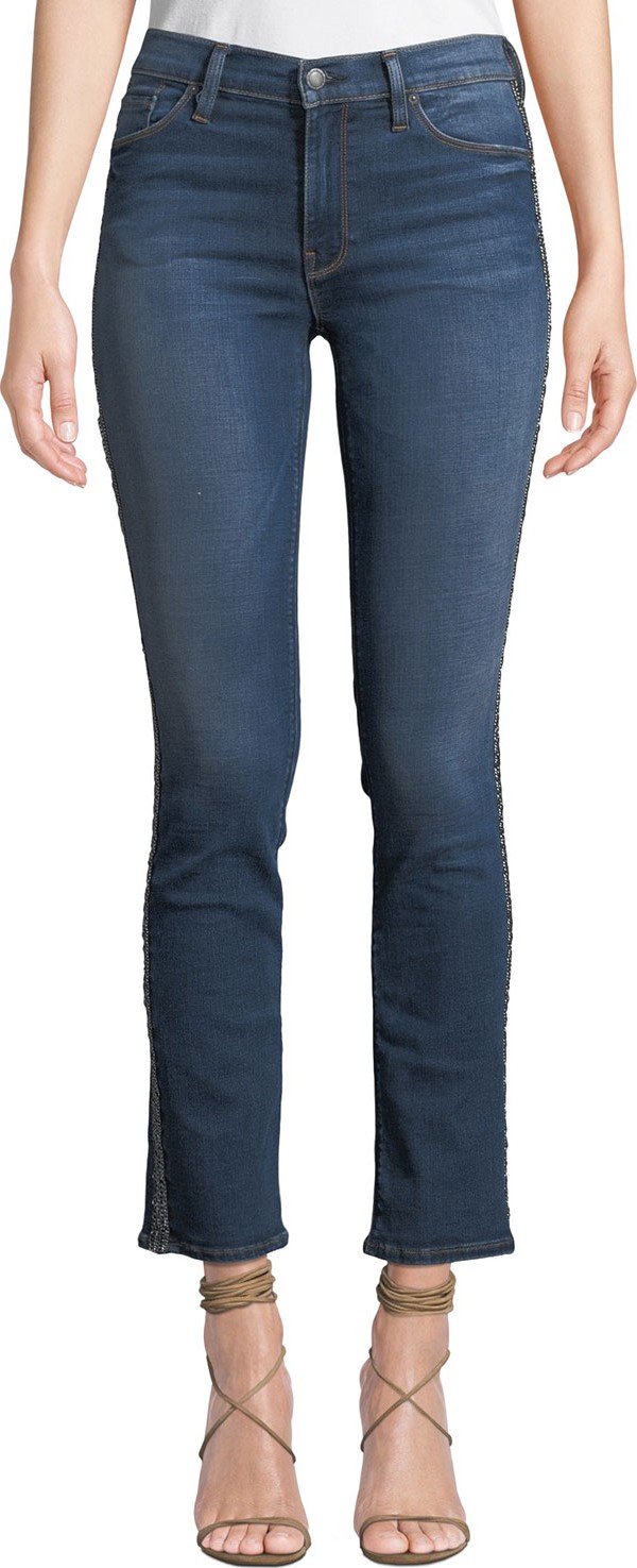 Hudson Nico Mid-Rise Cigarette Jeans with Metallic Stripes Hudson Nico Mid-Rise Cigarette Jeans with Metallic Stripes