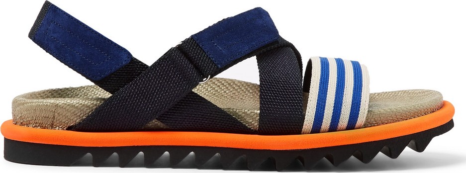 Dries Van Noten Suede-Trimmed Webbing Sandals