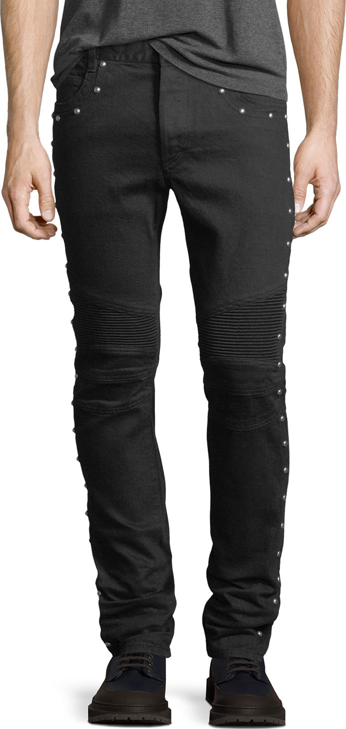 Balmain 6-Pocket Multi-Rivet Skinny Jeans