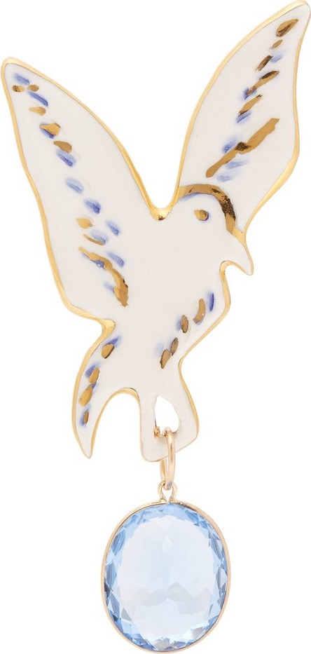 Sonia Boyajian Angeli dove ceramic and crystal pin