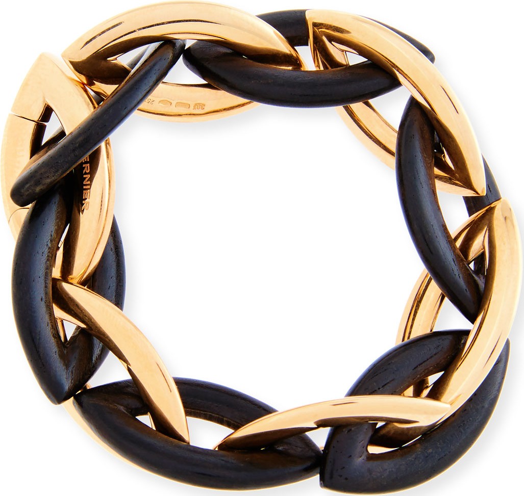 Vhernier Doppio 18K Rose Gold & Ebony Link Bracelet