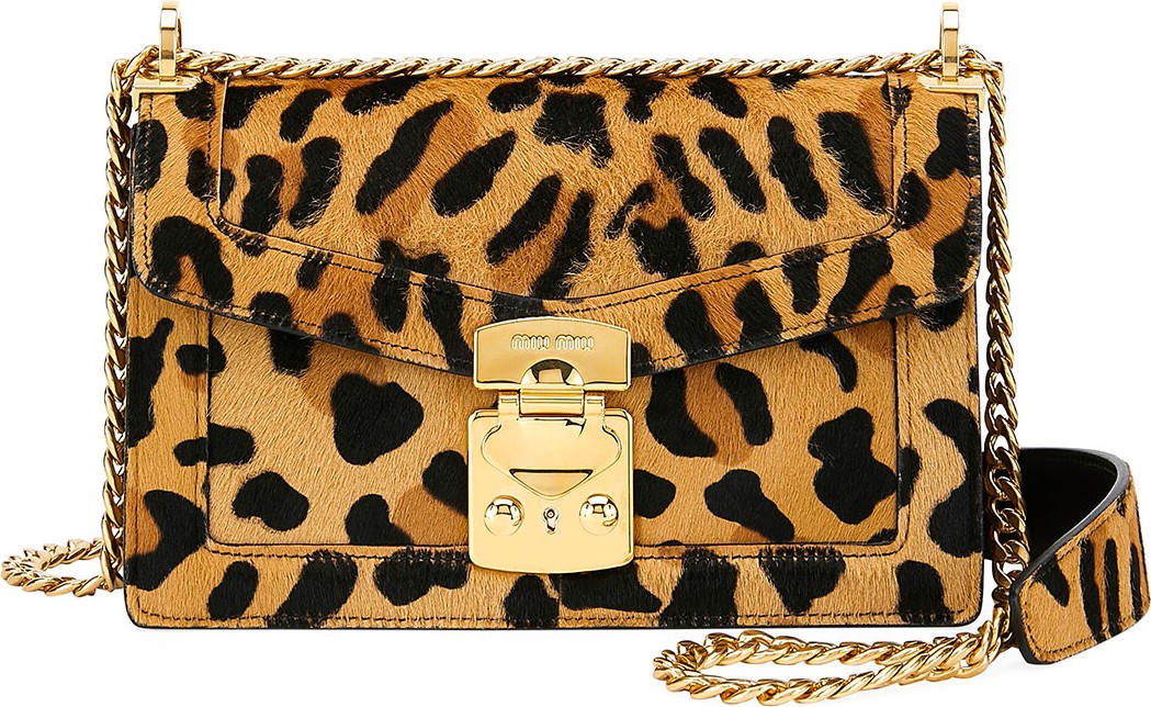 Miu Miu Leopard-Print Calf Hair Crossbody Bag