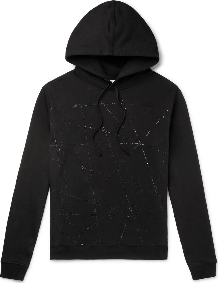 Saint Laurent Slim-Fit Embroidered Loopback Cotton-Jersey Hoodie