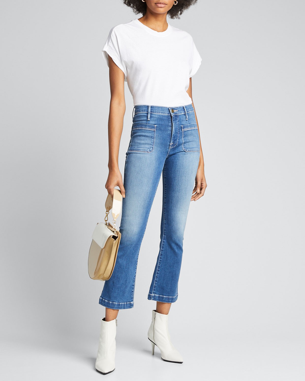 FRAME DENIM Le Bardot Cropped Flare Jeans