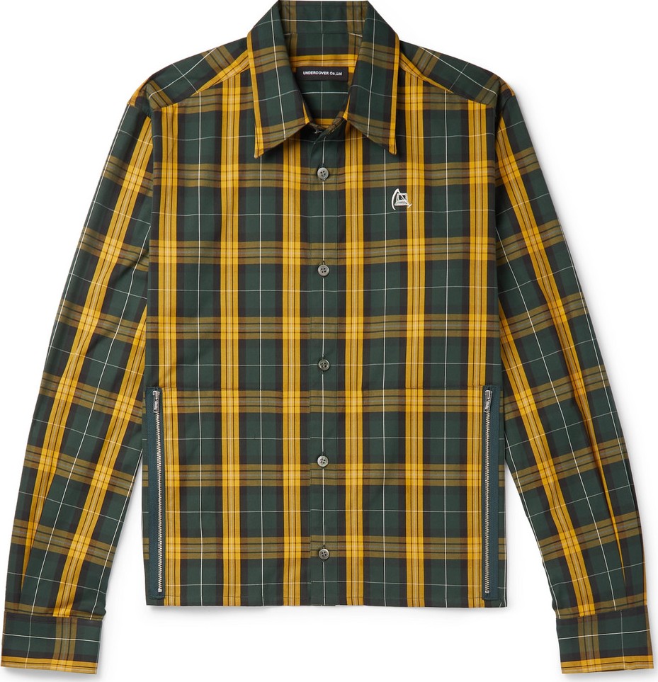 Undercover Printed Checked Cotton Shirt