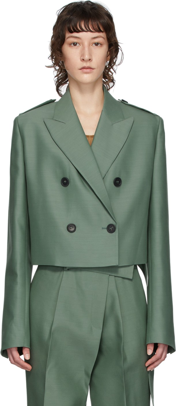 Helmut Lang Green Cropped Blazer