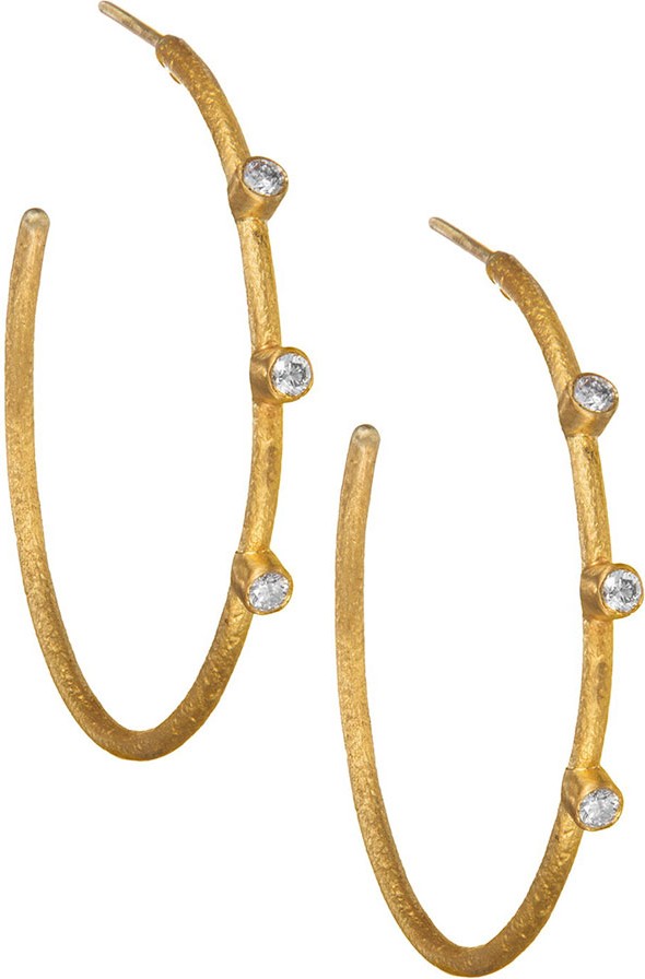 Yossi Harari Jane 24k Diamond Hoop Earrings