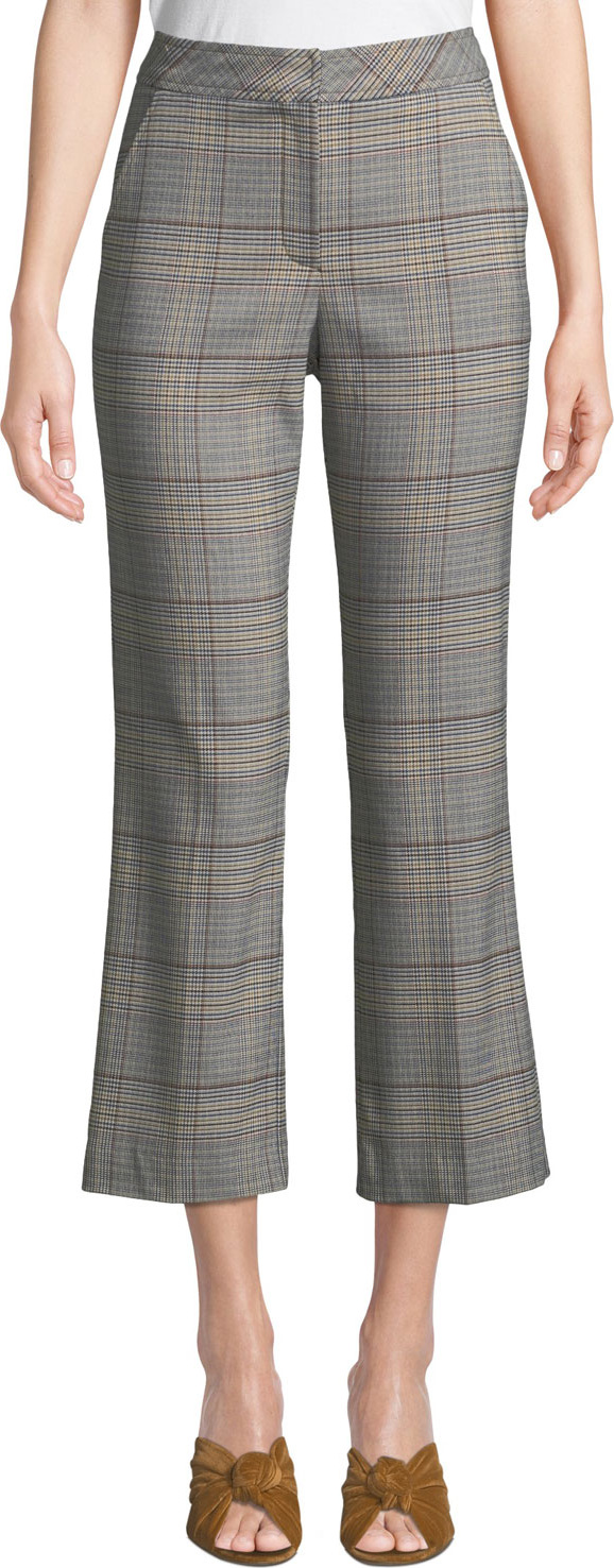 Trina Turk Highland Park Button-Back Pants in Plaid
