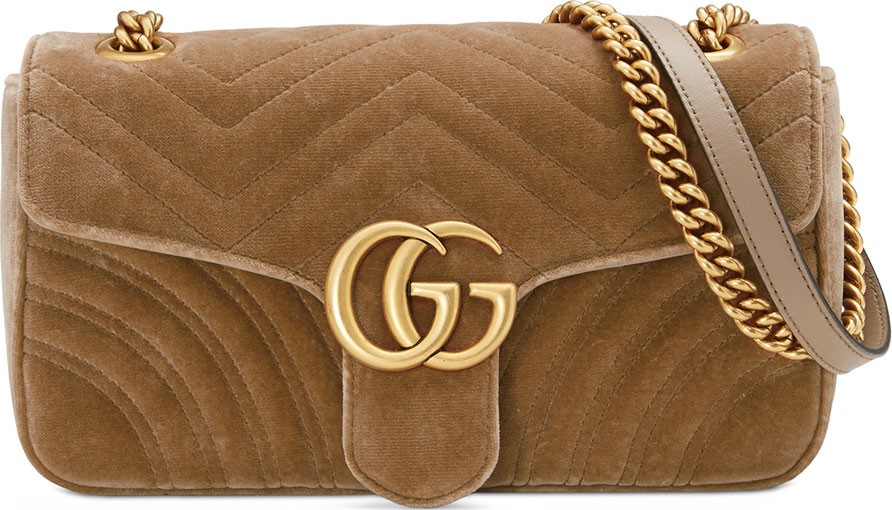 Gucci GG Marmont Small Quilted Velvet Crossbody Bag