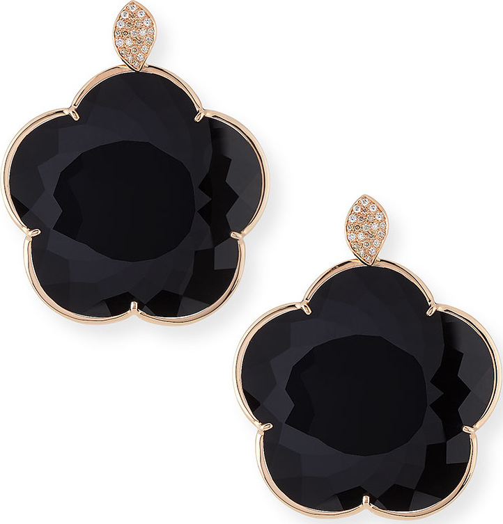 Pasquale Bruni 18k Bon Ton Jolie Black Onyx & Diamond Floral Earrings