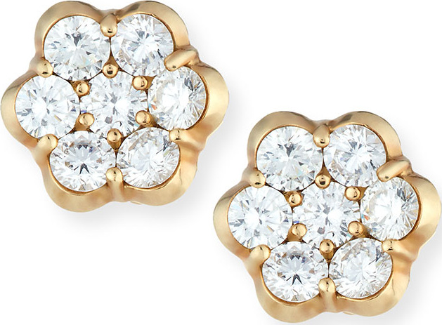 Bayco 18K Gold & Diamond Floral Stud Earrings