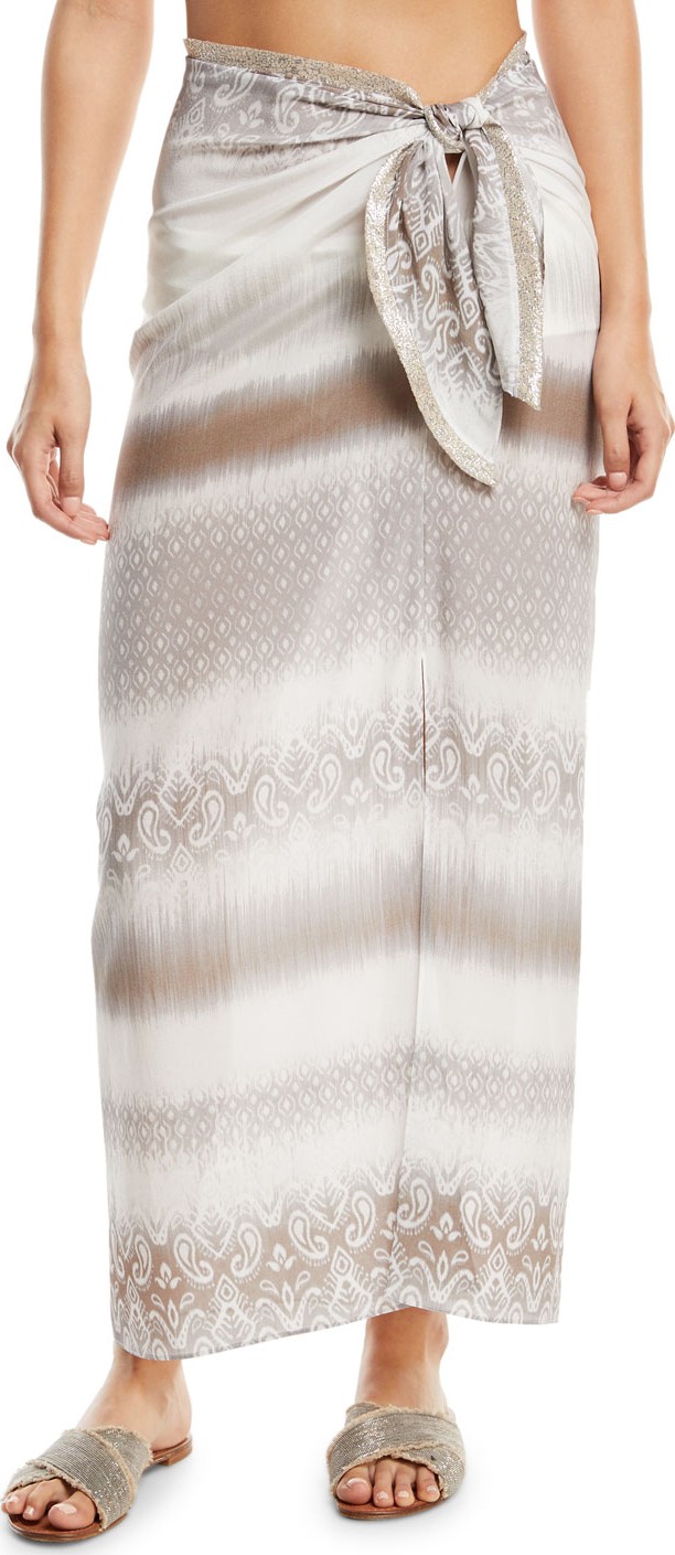 Marie France Van Damme Sarong Tie-Waist Long Skirt