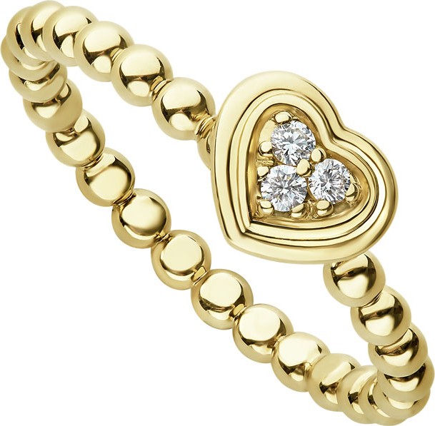 LAGOS 18k Caviar Gold Diamond Heart Stack Ring, Size 7