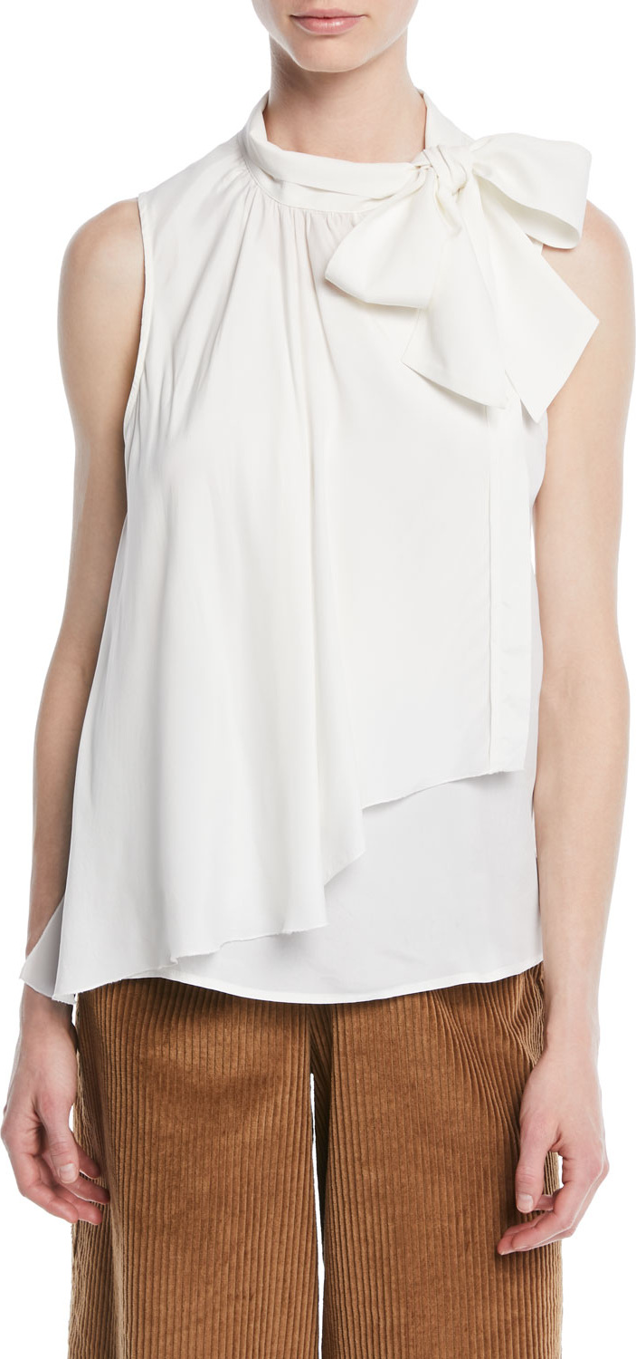 See By Chloé Draped Tie-Neck Ruffle Tank
