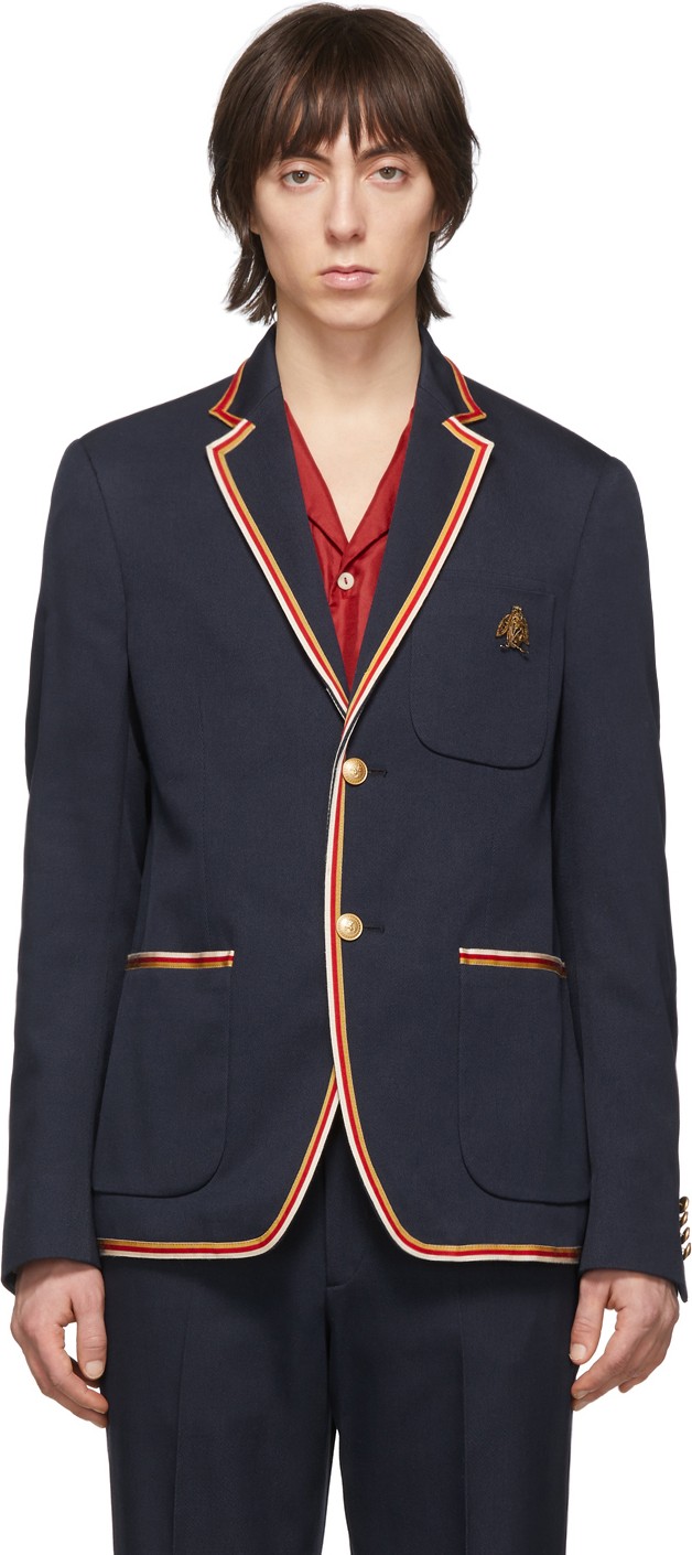 Gucci Navy Whipcord Cover Blazer