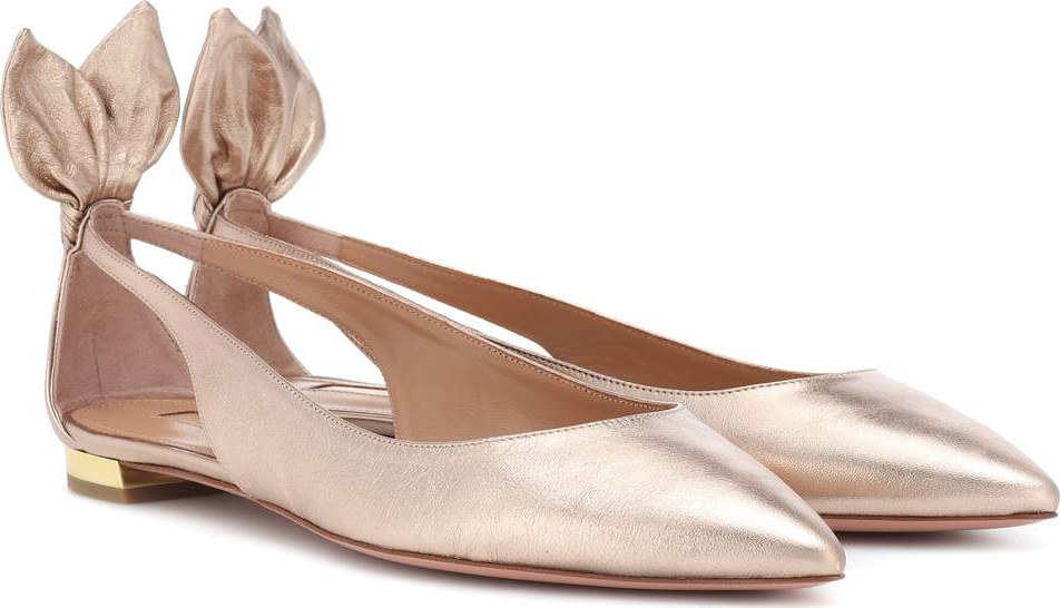 Aquazzura Deneuve metallic leather ballerinas
