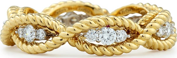 Roberto Coin Barocco 18k Diamond Band Ring, Size 6.5