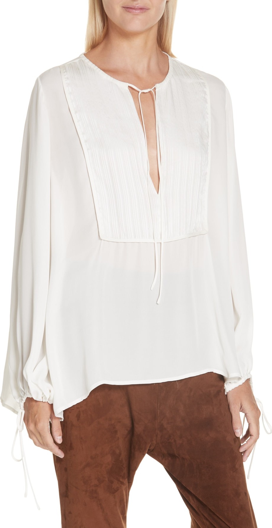 Nili Lotan Rena Tie Neck Silk Top