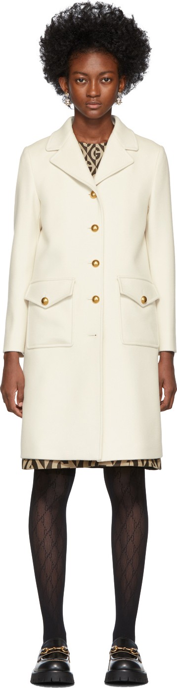 Gucci White Single-Breasted Coat
