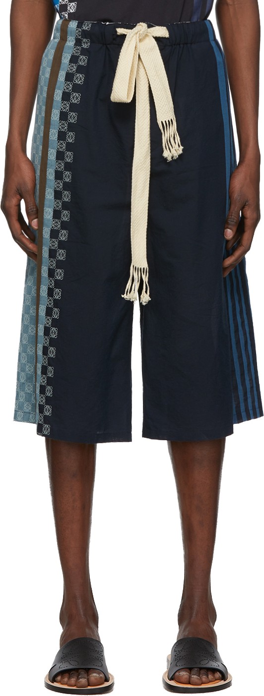 LOEWE Navy Stripe Anagram Shorts