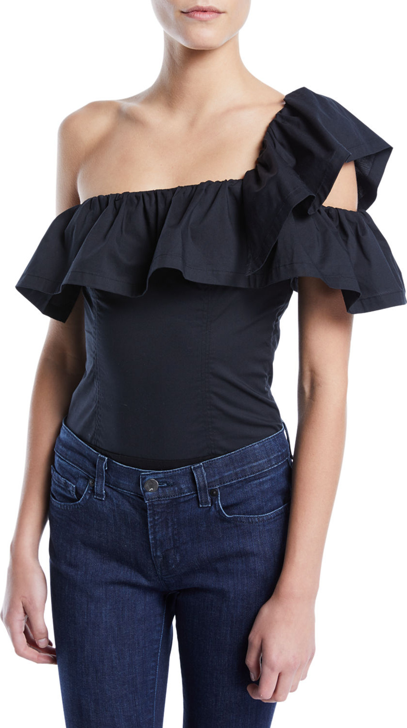KENDALL + KYLIE One-Shoulder Ruffle Bodysuit